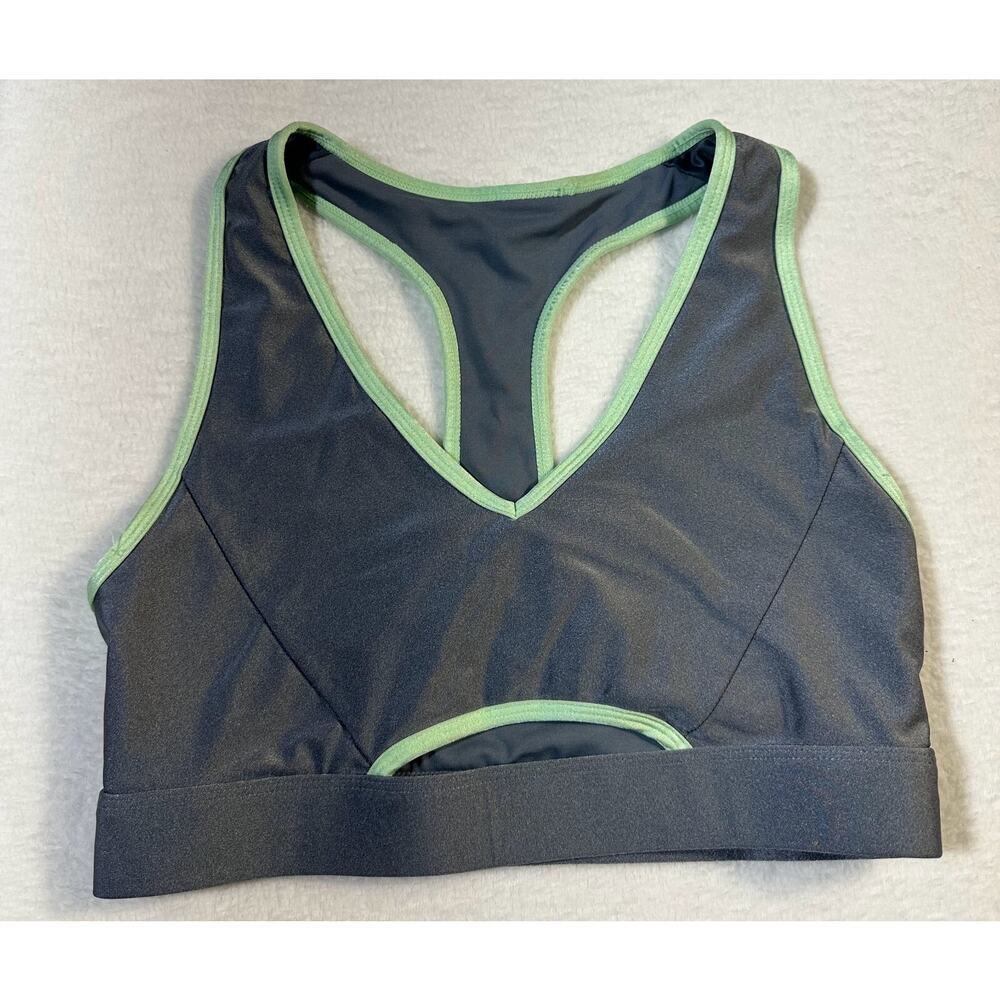 Fabletics Womens Low‎ Impact Keyhole Sports Bra Storm cloud/sugared Lime S